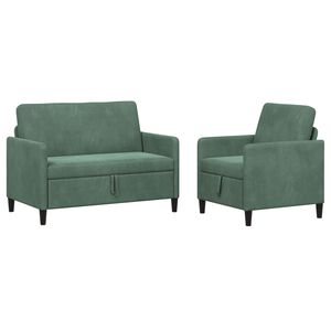 vidaXL Soffgrupp med f&ouml;rvaring 2 st Havgr&ouml;n Polyester