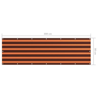 vidaXL Balkongskärm orange och brun 90x300 cm oxfordtyg