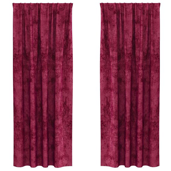 vidaXL Sammetsgardiner med gardiner 2 pcs Vinr&ouml;d 245 x 140 cm Sammet