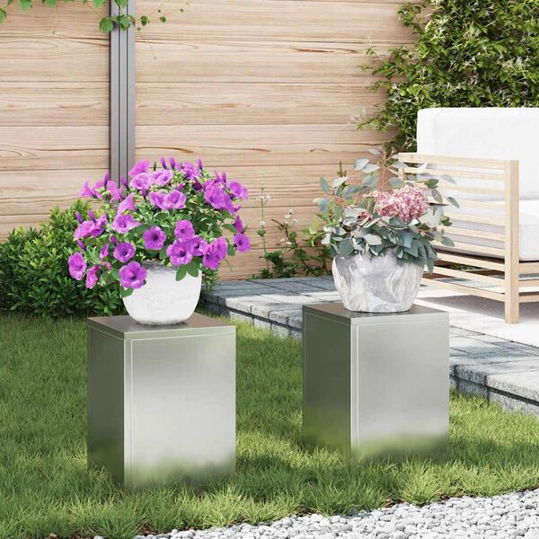 vidaXL Växtställ 2 pcs Silver 24 x 24 x 35 cm Galvaniserat stål
