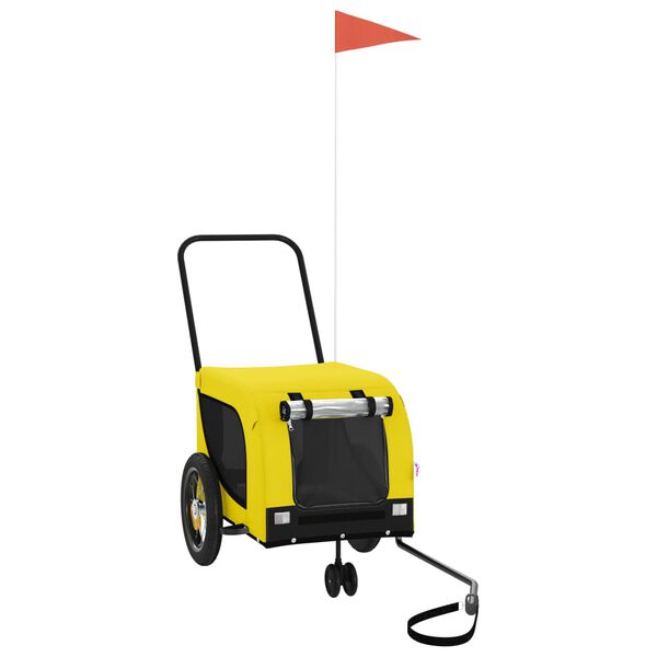 vidaXL Cykelvagn för djur gul och svart oxfordtyg och järn