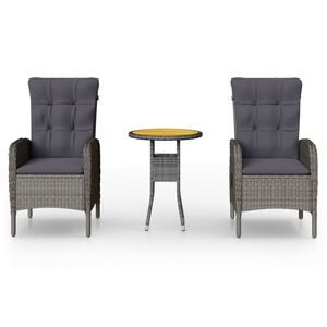 vidaXL Caf&eacute;set f&ouml;r tr&auml;dg&aring;rden 3 delar konstrotting gr&aring;