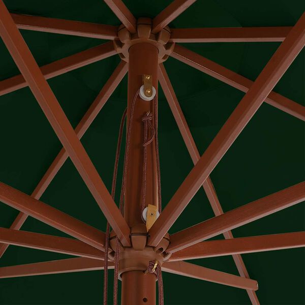 vidaXL Trädgårdsparasoll med trästång grönt 350 cm