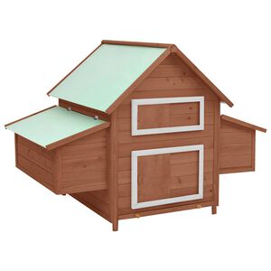 vidaXL H&ouml;nshus mocka och vit 150x96x110 cm massivt grantr&auml;
