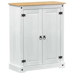 vidaXL Skosk&aring;p med hylla med d&ouml;rr Vit 86 x 38,5 x 108 cm Massiv furu