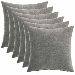 vidaXL Kudd&ouml;verdrag 6 st HEERLEN M&ouml;rkgr&aring; 30 x 30 cm Chenilletyg