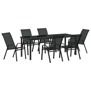 vidaXL Tr&auml;dg&aring;rdsm&ouml;belset 7 pcs Svart Pulverlackerad st&aring;l