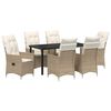 vidaXL Tr&auml;dg&aring;rdsm&ouml;belset med kudde 7 pcs Beige konstrotting