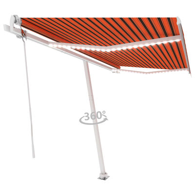 vidaXL Automatisk markis med vindsensor & LED 450x300 cm orange/brun