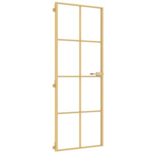 vidaXL Innerd&ouml;rr guld 76x201,5 cm h&auml;rdat glas och aluminium slim
