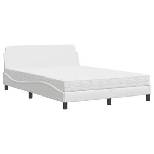 vidaXL Bed with Mattress "Dover" White 120x200 cm Faux Leather