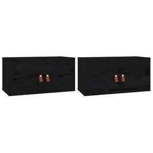 vidaXL V&auml;ggsk&aring;p 2 st svart 60x30x30 cm massiv furu