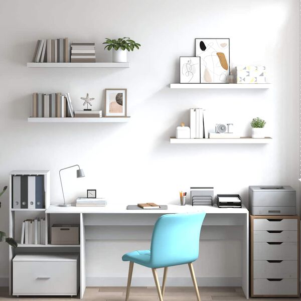 vidaXL Sv&auml;vande v&auml;gghyllor 4 st ek och vit 80x23,5x3,8 cm MDF