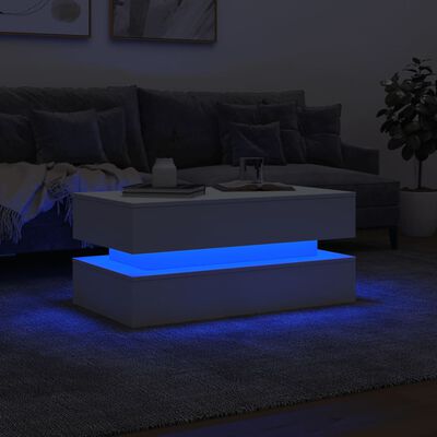 vidaXL Soffbord med LED vit 90x50x40 cm