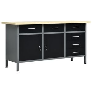 vidaXL Arbetsb&auml;nk svart 160x60x85 cm st&aring;l