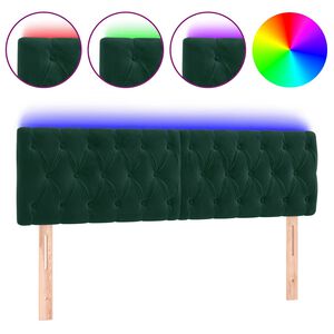 vidaXL S&auml;nggavel LED m&ouml;rkgr&ouml;n 144x7x78/88 cm sammet