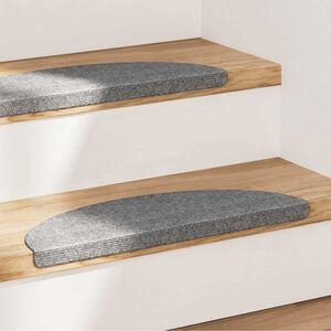 vidaXL Trappstegsmattor sj&auml;lvh&auml;ftande 15 st 56x17x3 cm gr&aring;