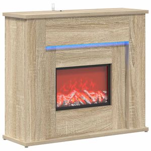 vidaXL Eldstad med LED-slinga Sonoma-ek 63 x 20 x 54,5 cm