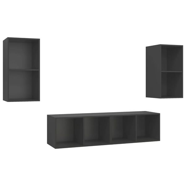 vidaXL V&auml;ggmonterade tv-sk&aring;p 4 st gr&aring; konstruerat tr&auml;