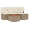 vidaXL Soffgrupp f&ouml;r tr&auml;dg&aring;rden med dynor 5 delar beige konstrotting