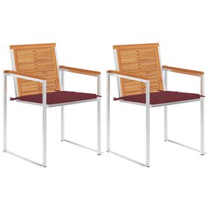 vidaXL Tr&auml;dg&aring;rdsstolar 2 st med dynor massivt akacia och st&aring;l