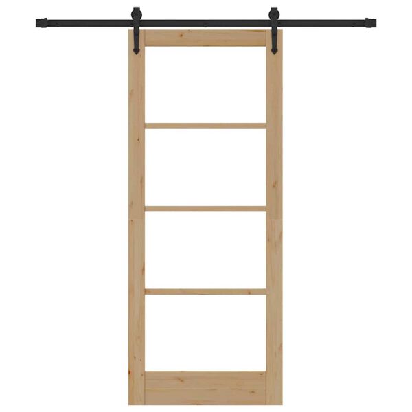 vidaXL Skjutd&ouml;rr Naturf&auml;rg 83 x 202 cm Massivt talltr&auml; och glas