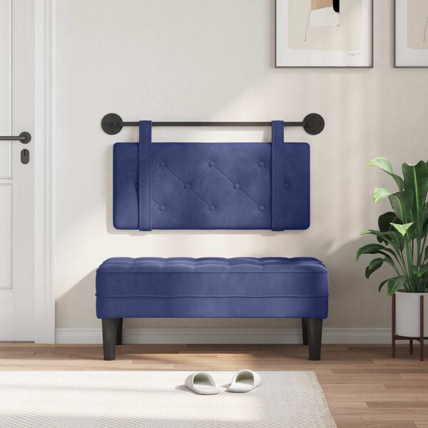 vidaXL H&auml;ngande Huvudgavel Polisbl&aring; 100 x 55 x 5 cm Sammet