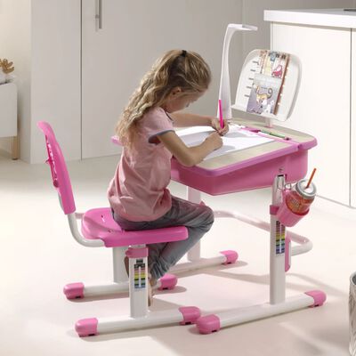 Vipack Justerbart skrivbord för barn med stol Comfortline 301 rosa vit