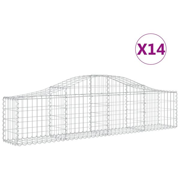 vidaXL Gabion b&aring;gformad 14 st 200x30x40/60 cm galvaniserat j&auml;rn