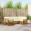 vidaXL Soffgrupper 6 pcs Naturlig och Gr&auml;dde Massivt Akaciatr&auml;