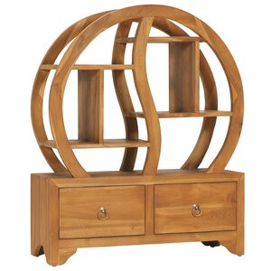vidaXL Sk&aring;p med yin yang-hylla 68x26x83 cm massiv teak