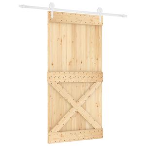vidaXL Skjutd&ouml;rr Naturlig och vit 100 x 210 cm Massiv furutr&auml;d&ouml;rr