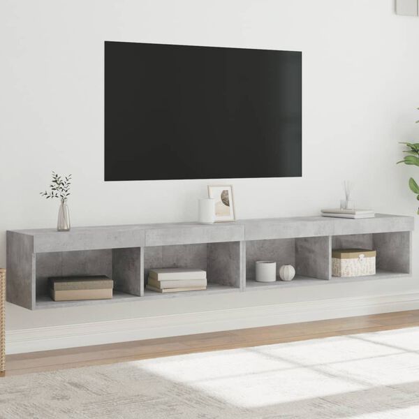 vidaXL TV-b&auml;nk med LED-belysning 2 st betonggr&aring; 100x30x30 cm