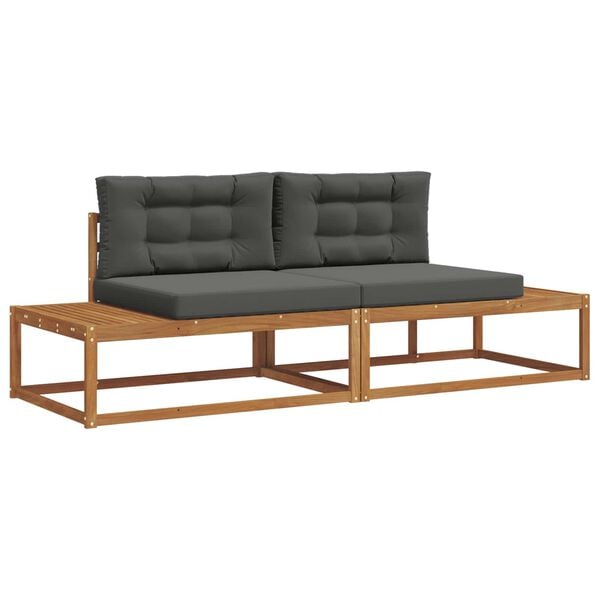 vidaXL Utomhussoffset med kudde 2 Stycke Naturlig och Antracit