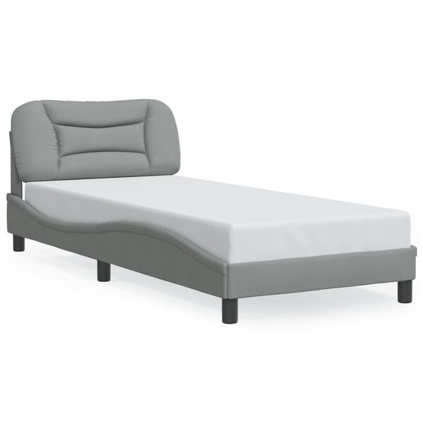 vidaXL Bed Frame with LED without Mattress "Hvar" Light Grey 90x200 cm Fabric