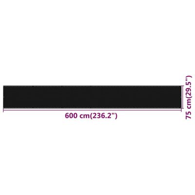 vidaXL Balkongskärm svart 75x600 cm HDPE