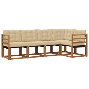 vidaXL Utomhussoffset med kudde 5 pcs Naturlig och Beige