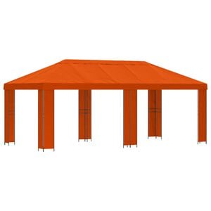 vidaXL Tr&auml;dg&aring;rdsgazebo 6 x 3 m Orange Polyester och St&aring;l 190 gsm