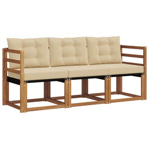 vidaXL Utomhussoffset med kudde 3 pcs Naturlig och Beige
