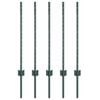 vidaXL Inb&auml;ddad staketpost 5 st Gr&ouml;n 120 cm Pulverlackerat st&aring;l