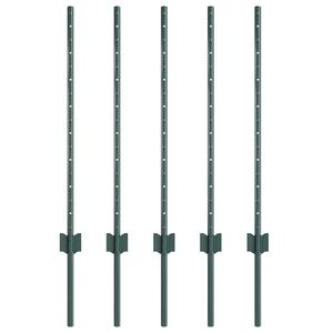 vidaXL Inb&auml;ddad staketpost 5 st Gr&ouml;n 120 cm Pulverlackerat st&aring;l