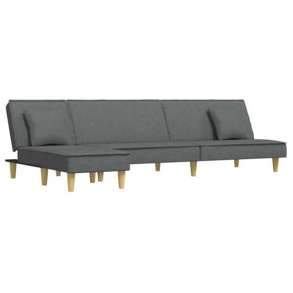 vidaXL L-formad soffa m&ouml;rkgr&aring; 255x140x70 cm tyg