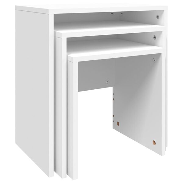 vidaXL Satsbord 3 st vit konstruerat tr&auml;