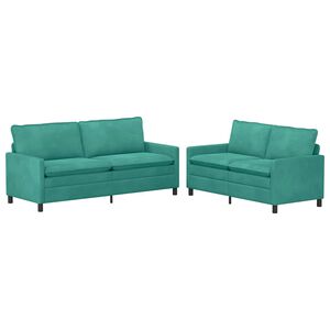 vidaXL Soffset 2 pcs Turkos Sammet