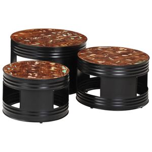 vidaXL Barbord 3 st trumma massivt &aring;tervunnet tr&auml;