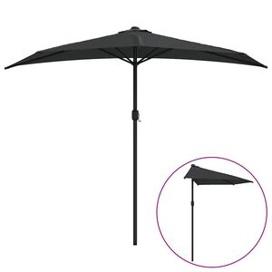 vidaXL Balkongparasoll med aluminiumst&aring;ng svart 270x144x222 cm halvt