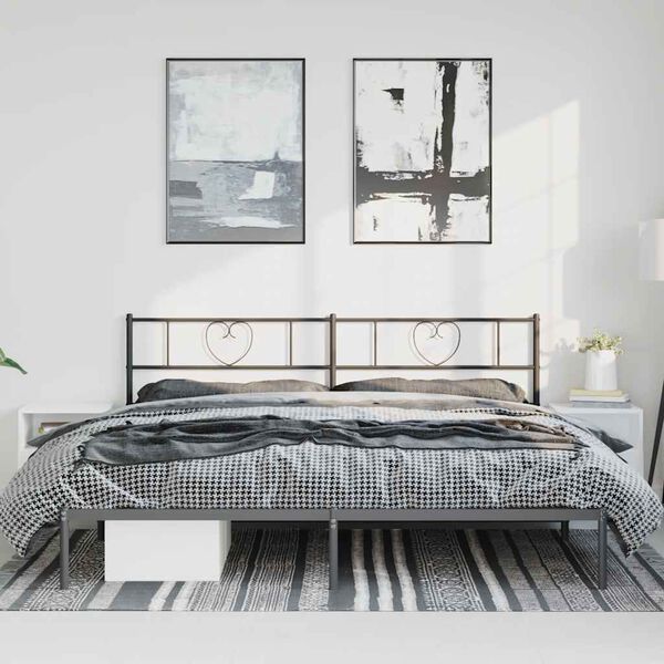 vidaXL S&auml;ngram med huvudgavel metall svart 193x203 cm