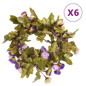 vidaXL Blomstergirlanger 6 st lila 250 cm