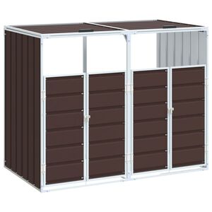 vidaXL Soptunna f&ouml;r dubbla soptunnor brun 144x81x113 cm st&aring;l
