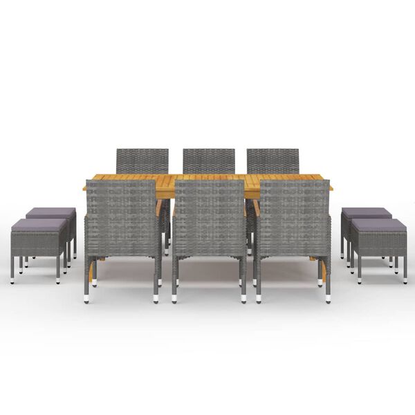 vidaXL Matgrupp f&ouml;r tr&auml;dg&aring;rden 11 delar gr&aring;